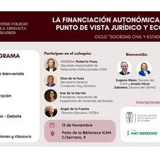 13 de noviembre | El ICAM organiza un debate sobre la financiación autonómica desde un enfoque jurídico y económico 